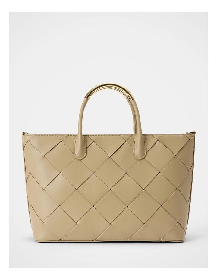 Amaya Weave Metal Handle Bag in Beige image 1