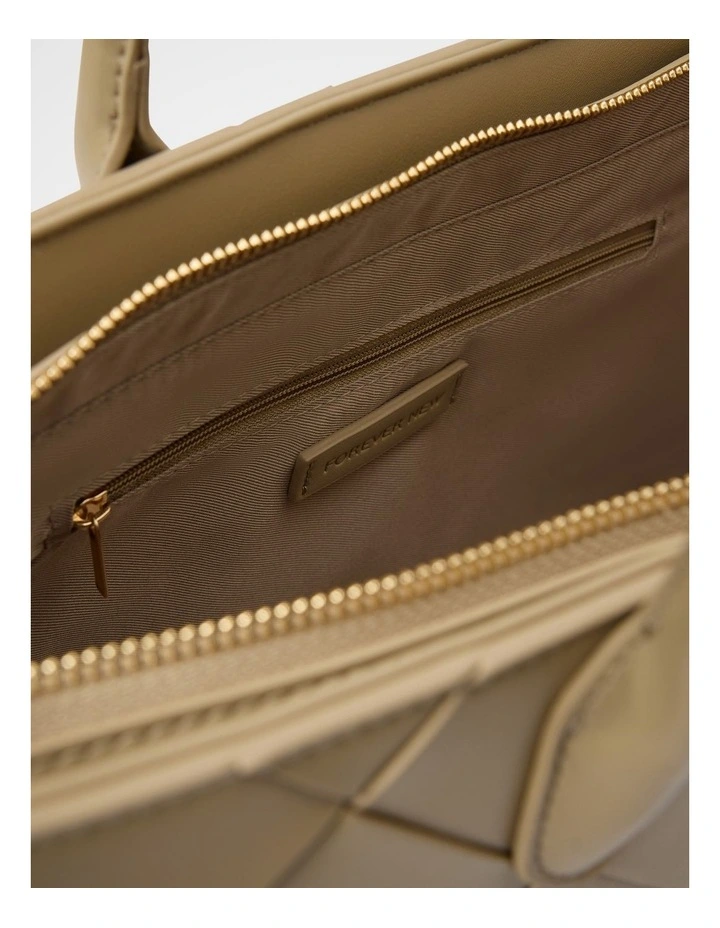 Amaya Weave Metal Handle Bag in Beige image 4