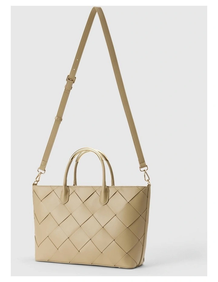 Amaya Weave Metal Handle Bag in Beige image 4