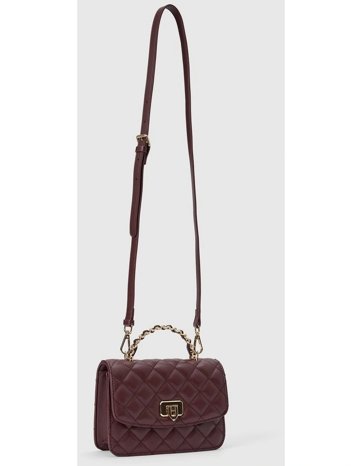 Azalea Quilt Metal Top Handle Bag in Red image 3