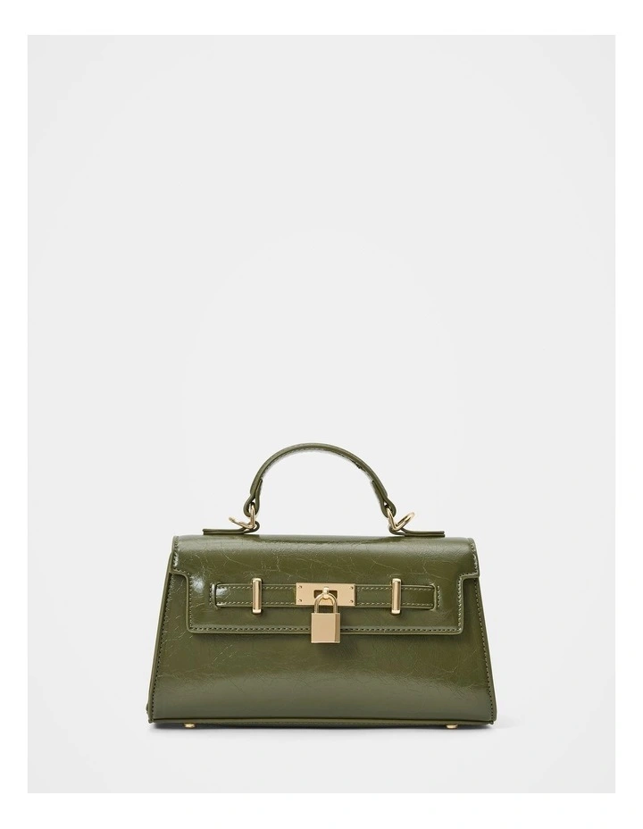 Liana Lock Detail Top Handle Bag in Green image 1