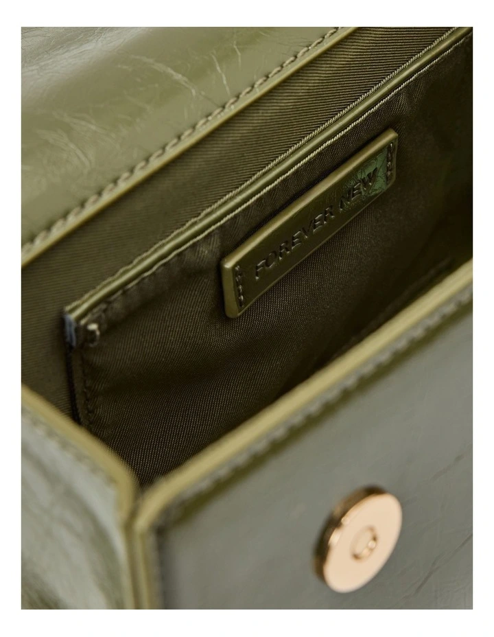 Liana Lock Detail Top Handle Bag in Green image 2