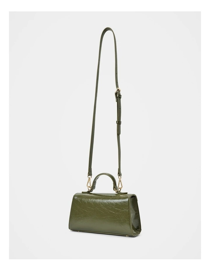 Liana Lock Detail Top Handle Bag in Green image 4