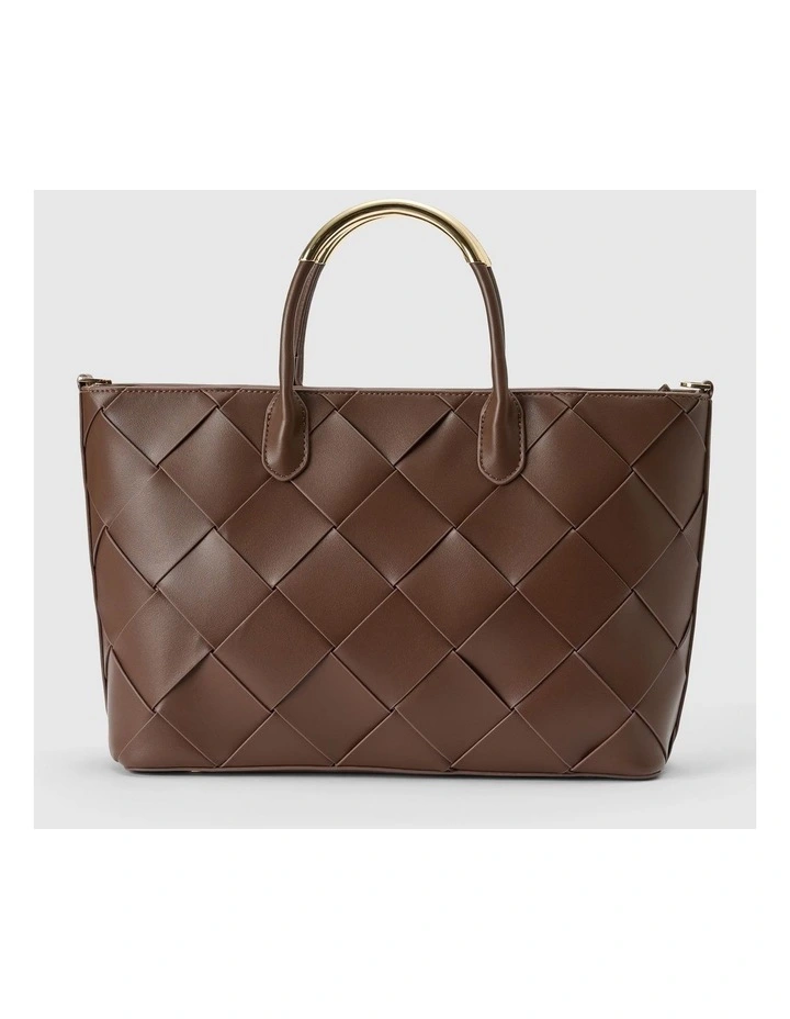 Amaya Weave Metal Handle Bag in Brown image 1