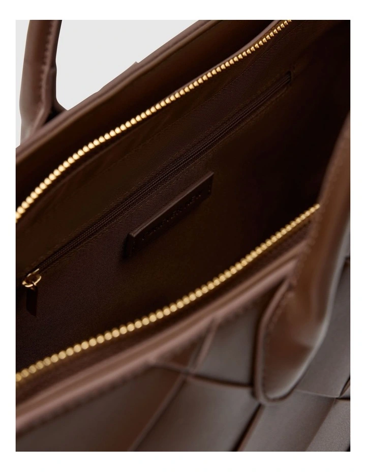 Amaya Weave Metal Handle Bag in Brown image 3