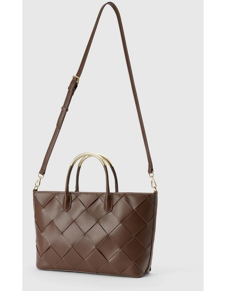 Amaya Weave Metal Handle Bag in Brown image 4