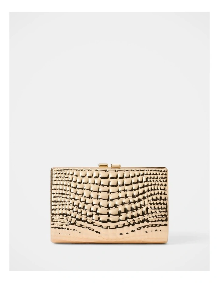 Mariam Metal Texture Clutch in Gold image 1