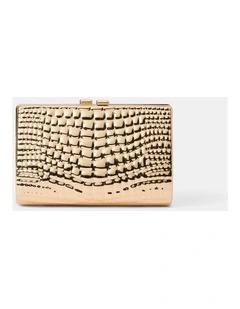 Mariam Metal Texture Clutch in Gold