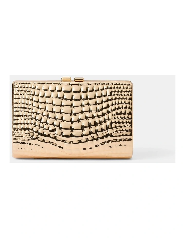 Mariam Metal Texture Clutch in Gold image 1