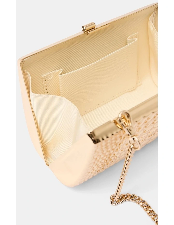 Mariam Metal Texture Clutch in Gold image 3
