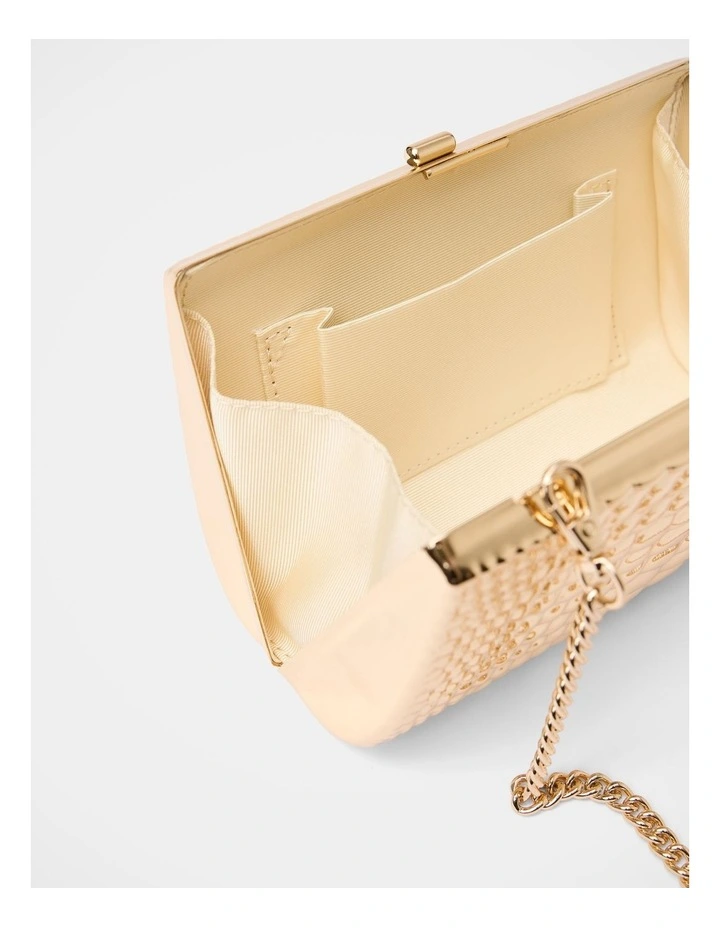 Mariam Metal Texture Clutch in Gold image 4