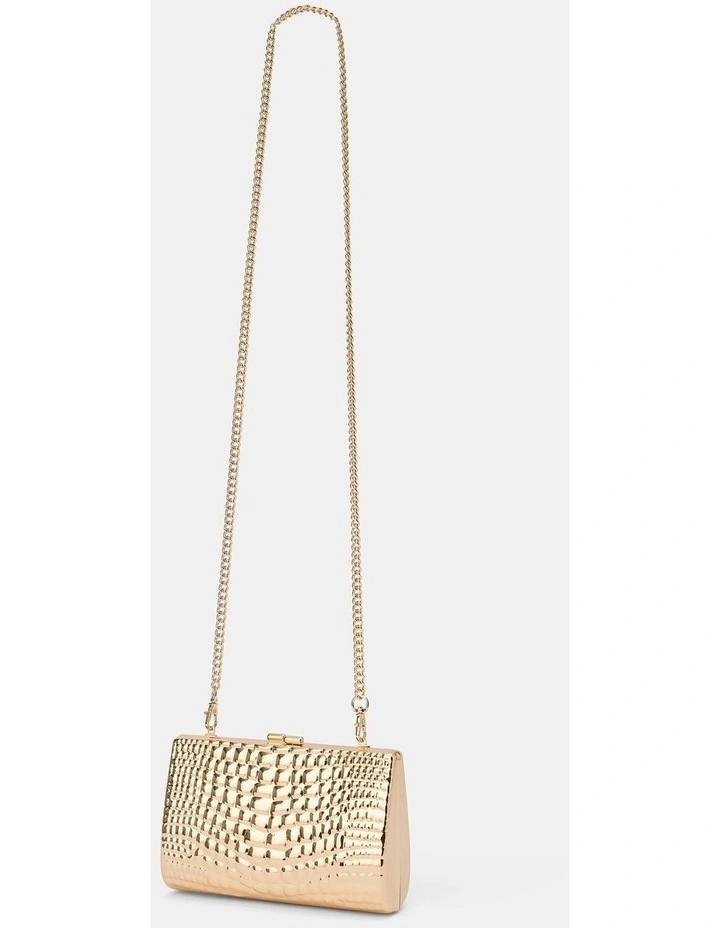 Mariam Metal Texture Clutch in Gold image 4