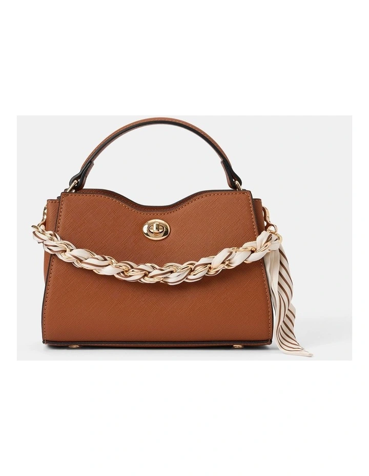 Victoria Scarf Lock Top Handle Bag in Brown image 1