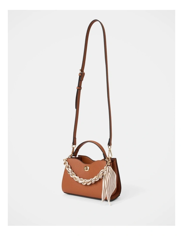 Victoria Scarf Lock Top Handle Bag in Brown image 2