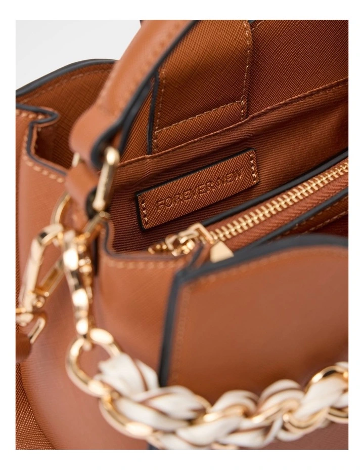 Victoria Scarf Lock Top Handle Bag in Brown image 3