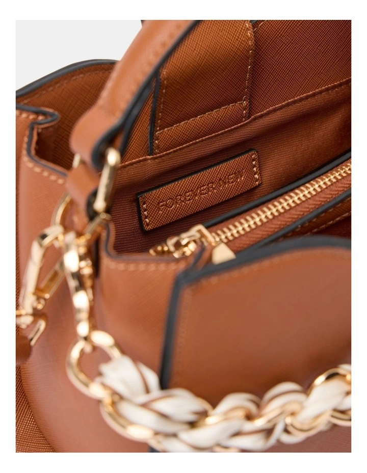 Victoria Scarf Lock Top Handle Bag in Brown image 3