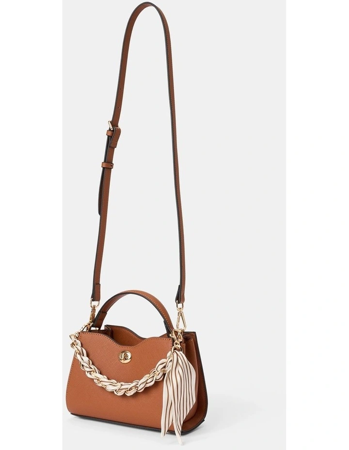 Victoria Scarf Lock Top Handle Bag in Brown image 4