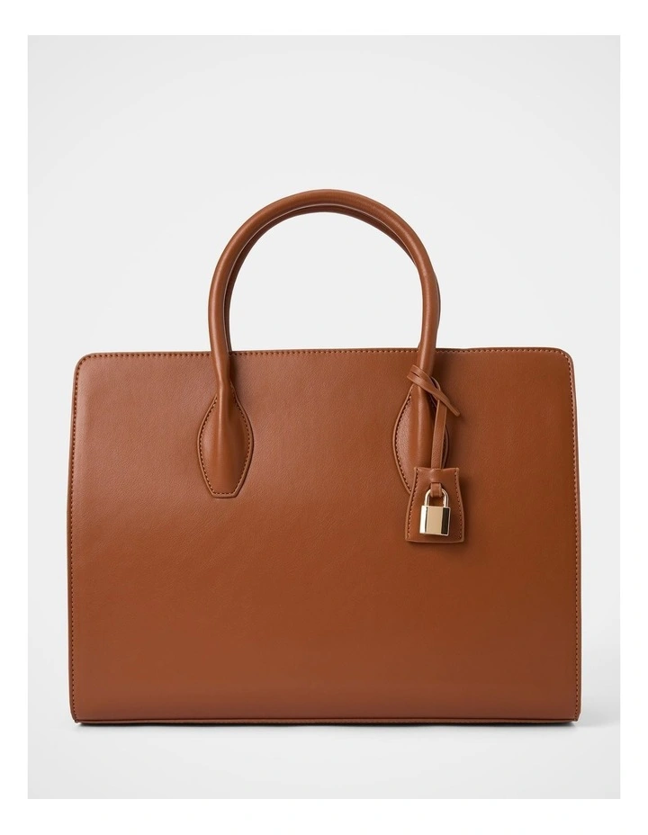 Louisa Large Lock Tote Bag in Brown image 1