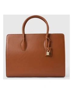 Louisa Large Lock Tote Bag in Brown
