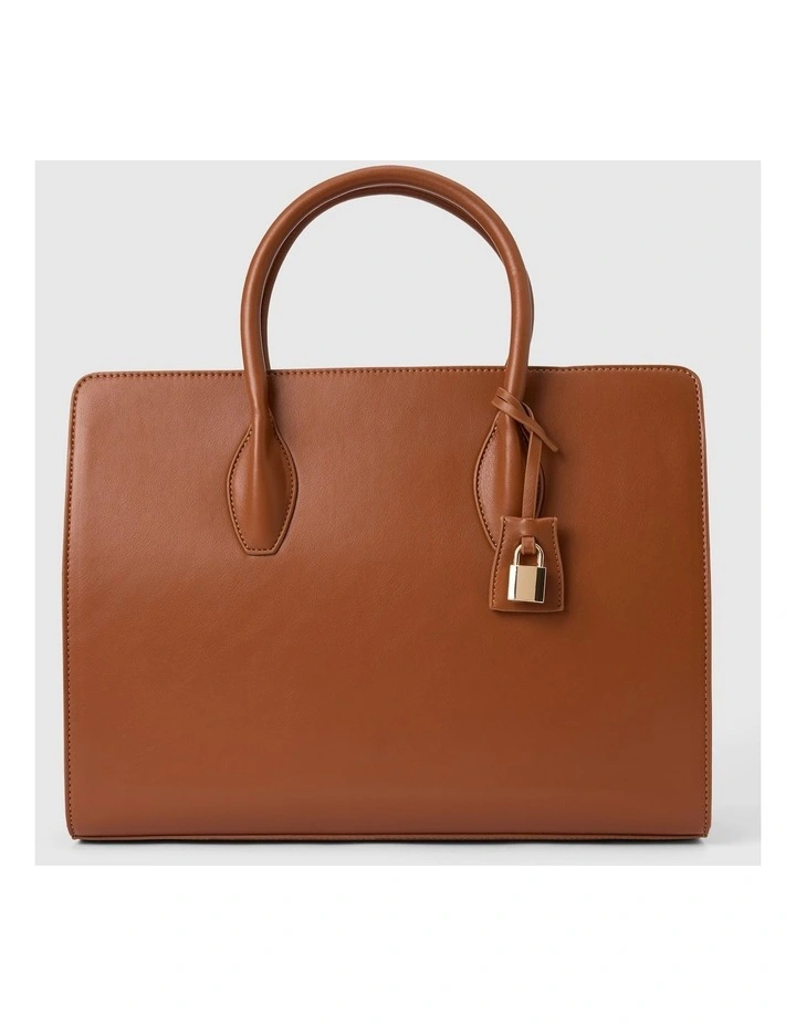 Louisa Large Lock Tote Bag in Brown image 1