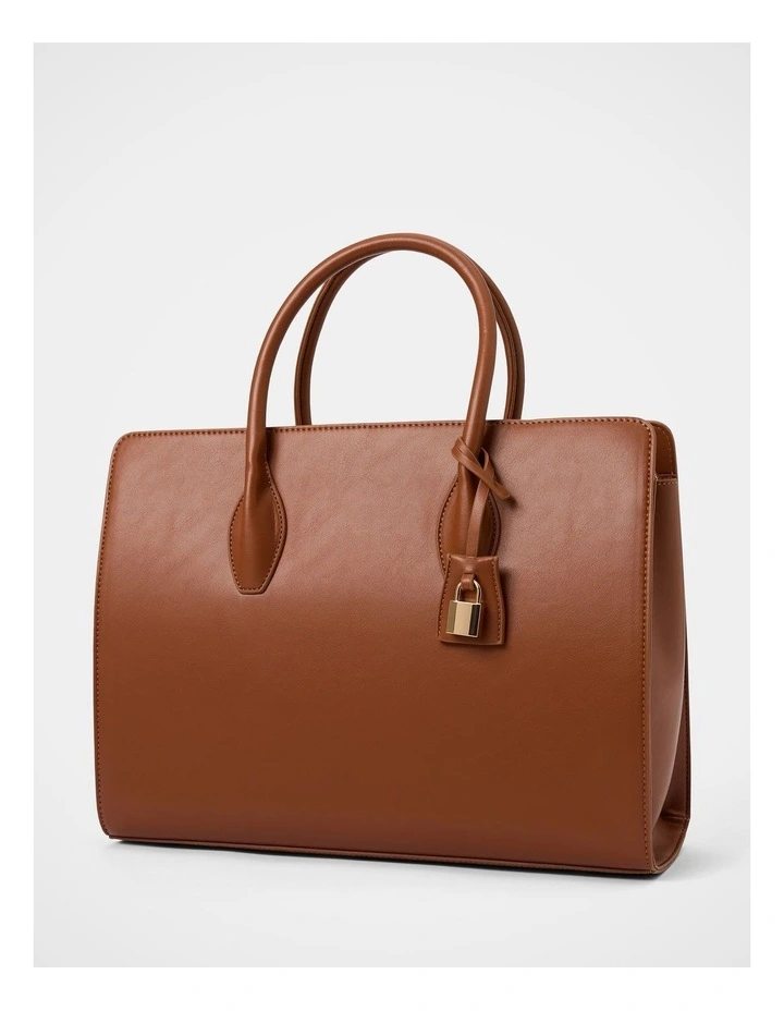 Louisa Large Lock Tote Bag in Brown image 2