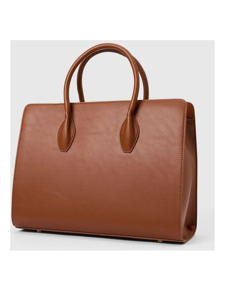 Louisa Large Lock Tote Bag in Brown image 2