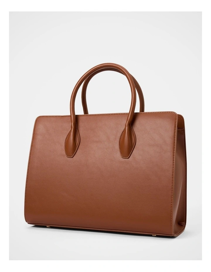 Louisa Large Lock Tote Bag in Brown image 3