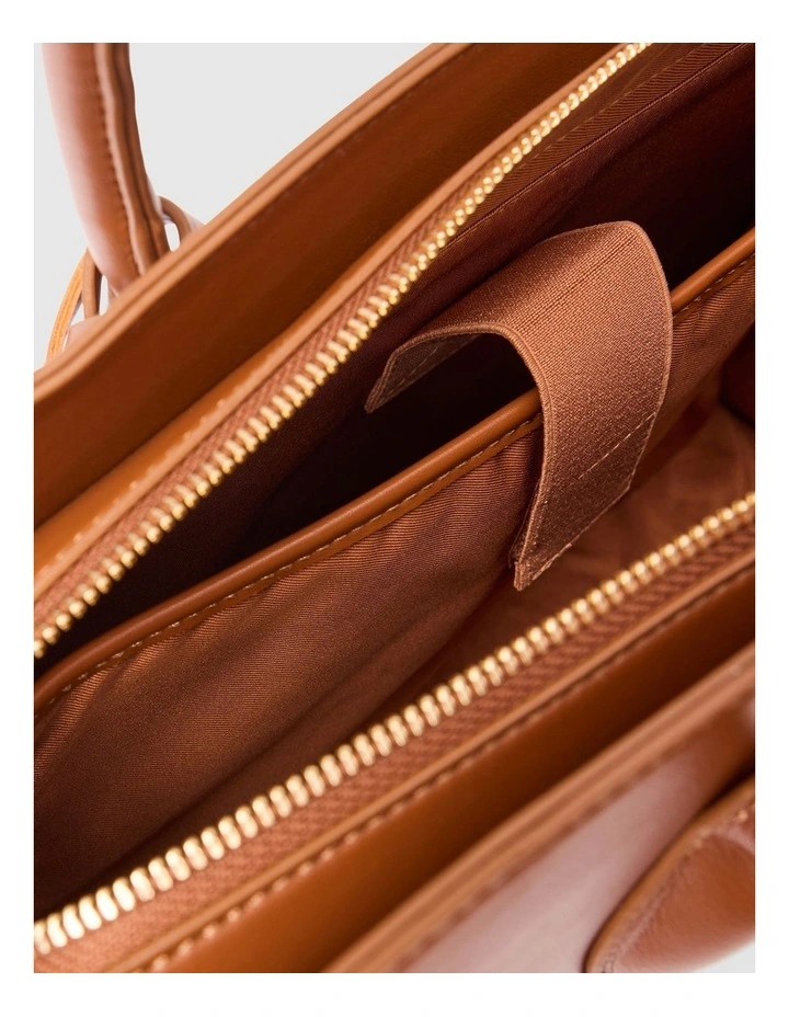 Louisa Large Lock Tote Bag in Brown image 3