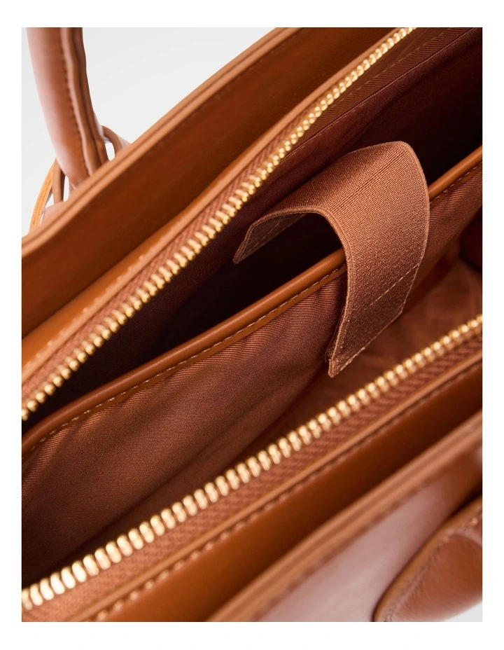 Louisa Large Lock Tote Bag in Brown image 4