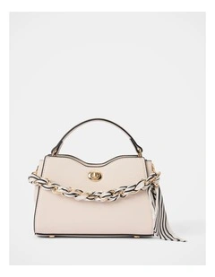 Victoria Scarf Lock Top Handle Bag in Ivory