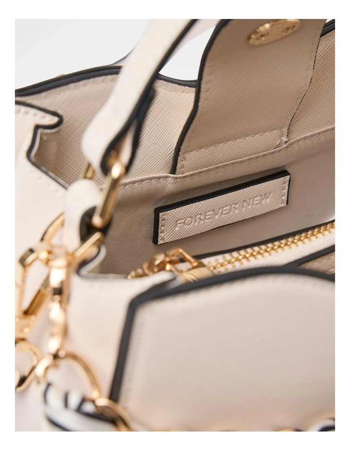 Victoria Scarf Lock Top Handle Bag in Ivory image 3