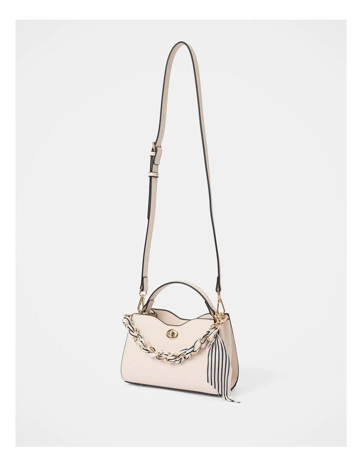 Victoria Scarf Lock Top Handle Bag in Ivory image 4