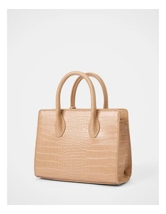 Juliana Small Lock Tote Bag in Cream