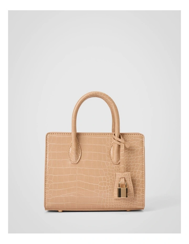 Juliana Small Lock Tote Bag in Cream image 1