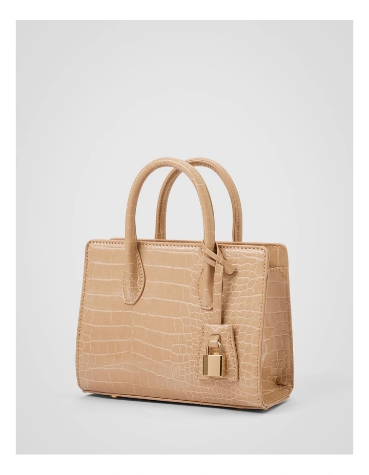 Juliana Small Lock Tote Bag in Cream image 2