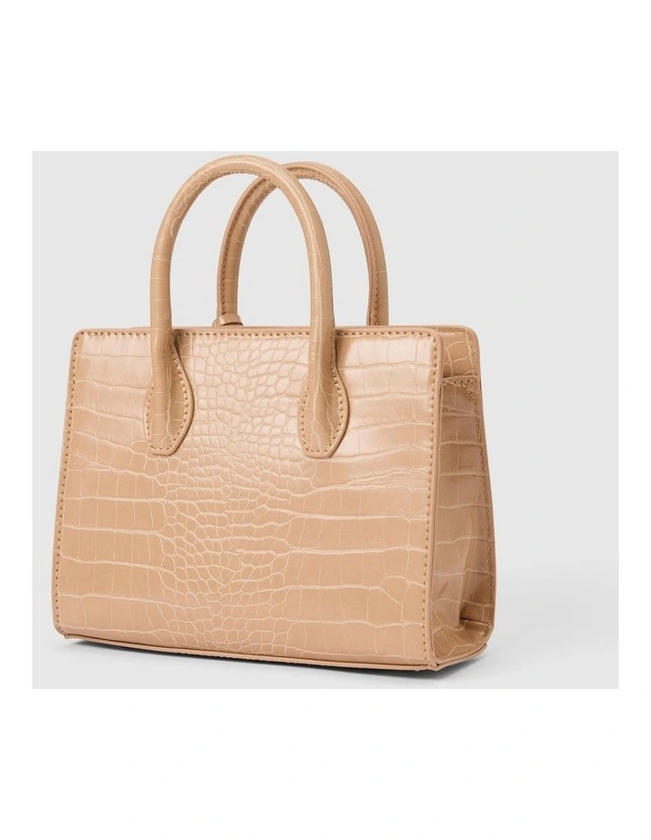 Juliana Small Lock Tote Bag in Cream image 2