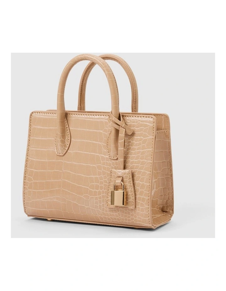 Juliana Small Lock Tote Bag in Cream image 3