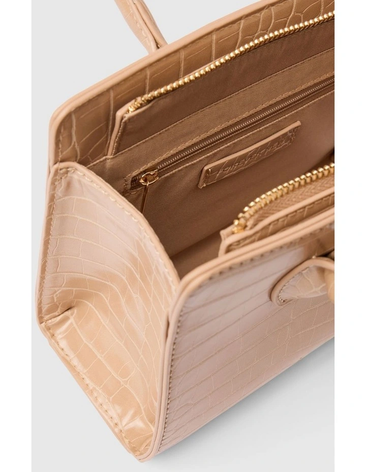 Juliana Small Lock Tote Bag in Cream image 4