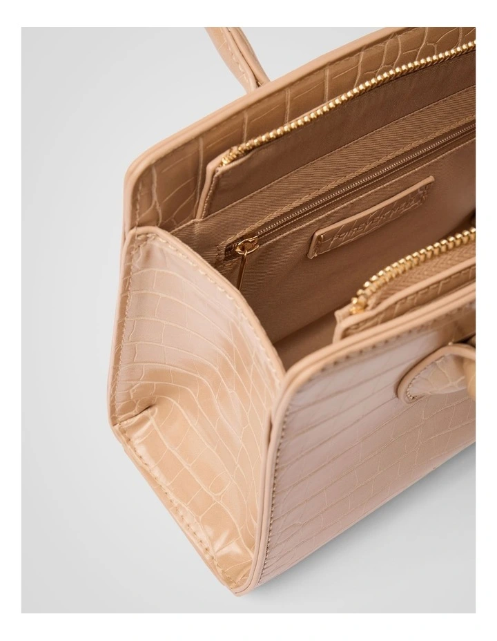 Juliana Small Lock Tote Bag in Cream image 4