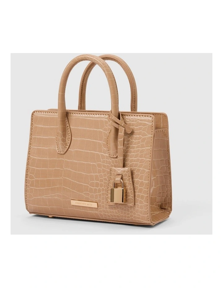 Juliana Small Lock Tote Bag in Cream image 4