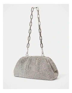Ariel Soft Shiny Clutch in Silver