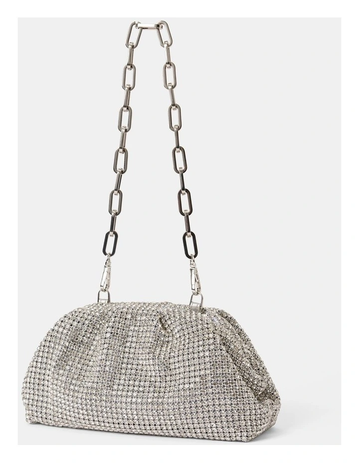 Ariel Soft Shiny Clutch in Silver image 2