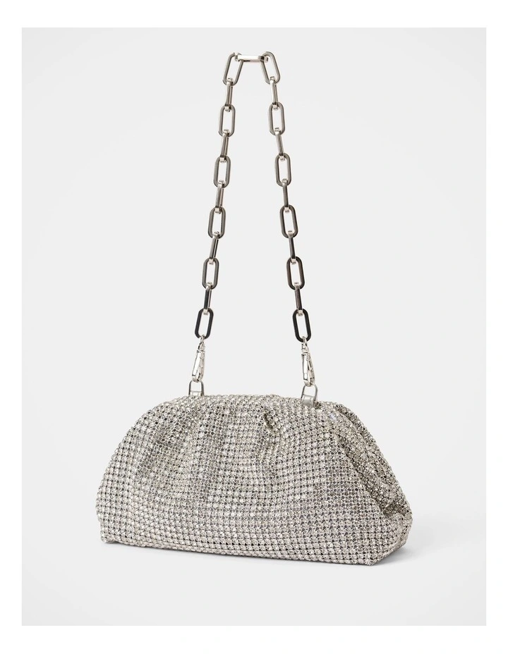 Ariel Soft Shiny Clutch in Silver image 4