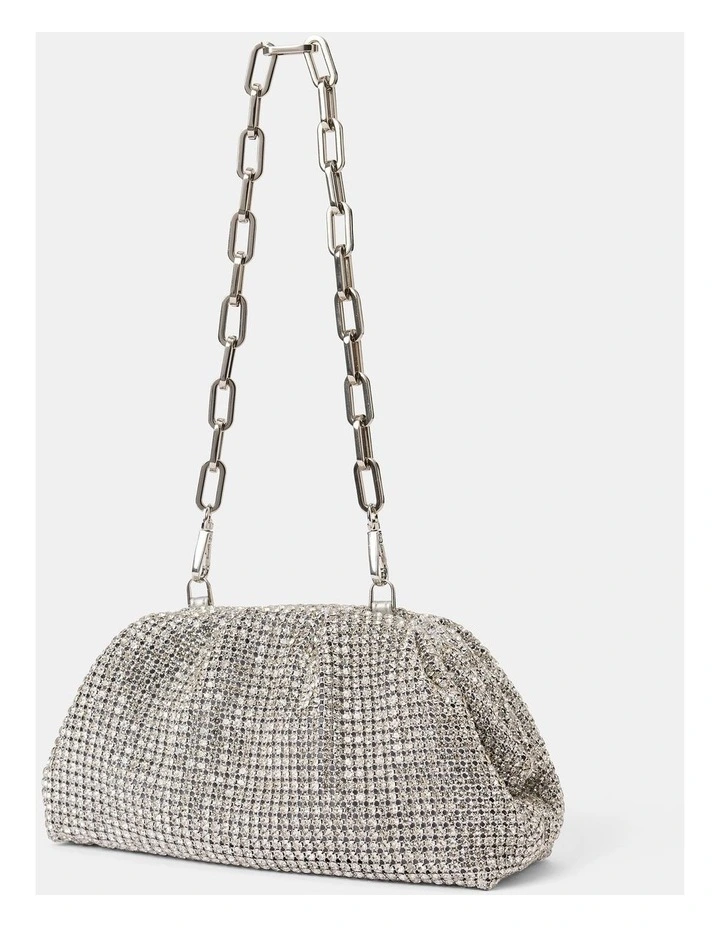 Ariel Soft Shiny Clutch in Silver image 4