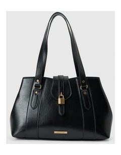 Riley Retro Lock Tote Bag in Black