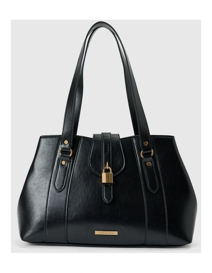 Riley Retro Lock Tote Bag in Black image 1
