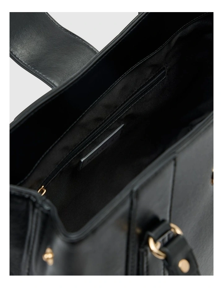 Riley Retro Lock Tote Bag in Black image 3