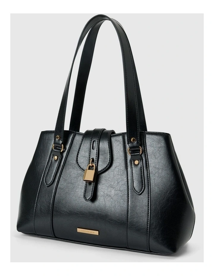 Riley Retro Lock Tote Bag in Black image 4
