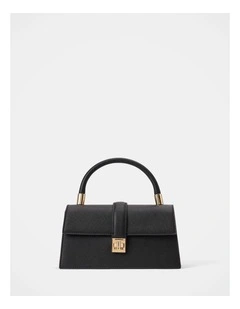 Vanessa Lock Detail Top Handle Bag in Black