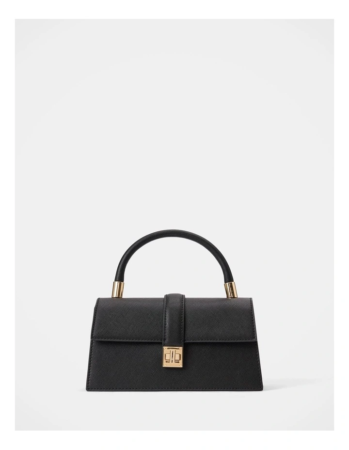 Vanessa Lock Detail Top Handle Bag in Black image 1